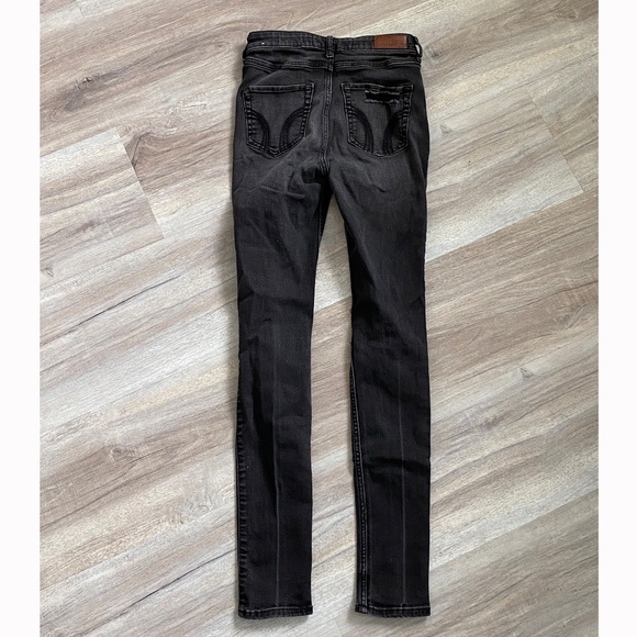 0R Hollister High Rise Super Skinny Black jeans Distressed W24 L30 - Picture 4 of 5
